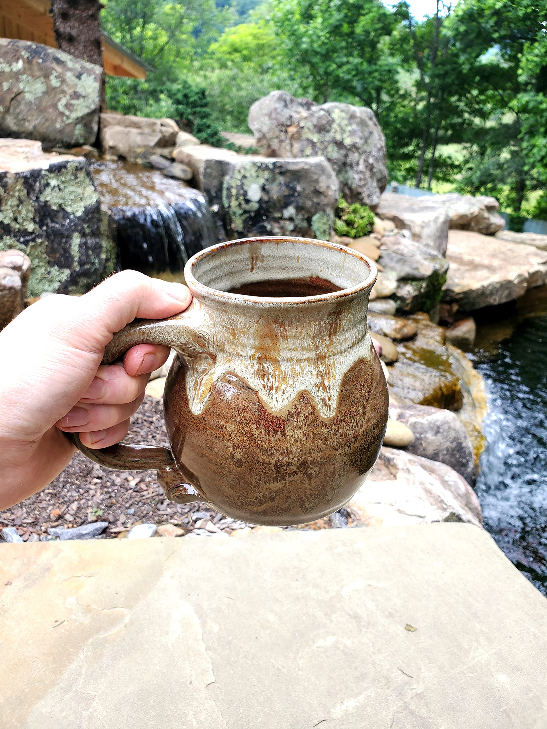 Handmade Brownstone Pottery Mug - Large Hand-Thrown Ceramic Cup for Coffee & Tea | Artisan Crafted in North Carolina | Perfect for Home, Office & Gifts