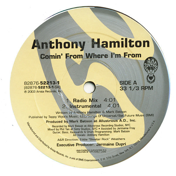 Anthony Hamilton - Comin' From Where I'm From Vinyl Record (12 Inch, Near Mint or Mint Condition) | Soul & R&B Music for Home Listening & Collectors