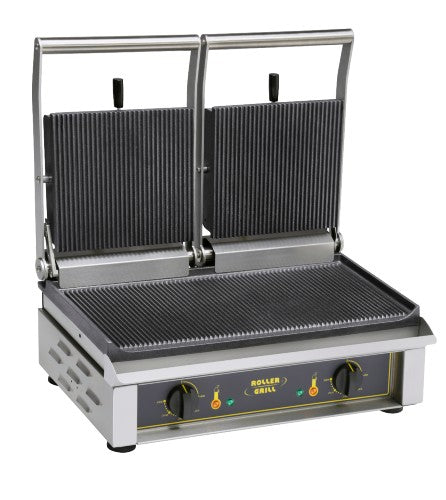 Equipex Majestic Sodir Double Countertop Electric Panini Grill - Nonstick Grooved Plates for Perfect Sandwiches - Ideal for Home Kitchens, Restaurants & Outdoor Cooking