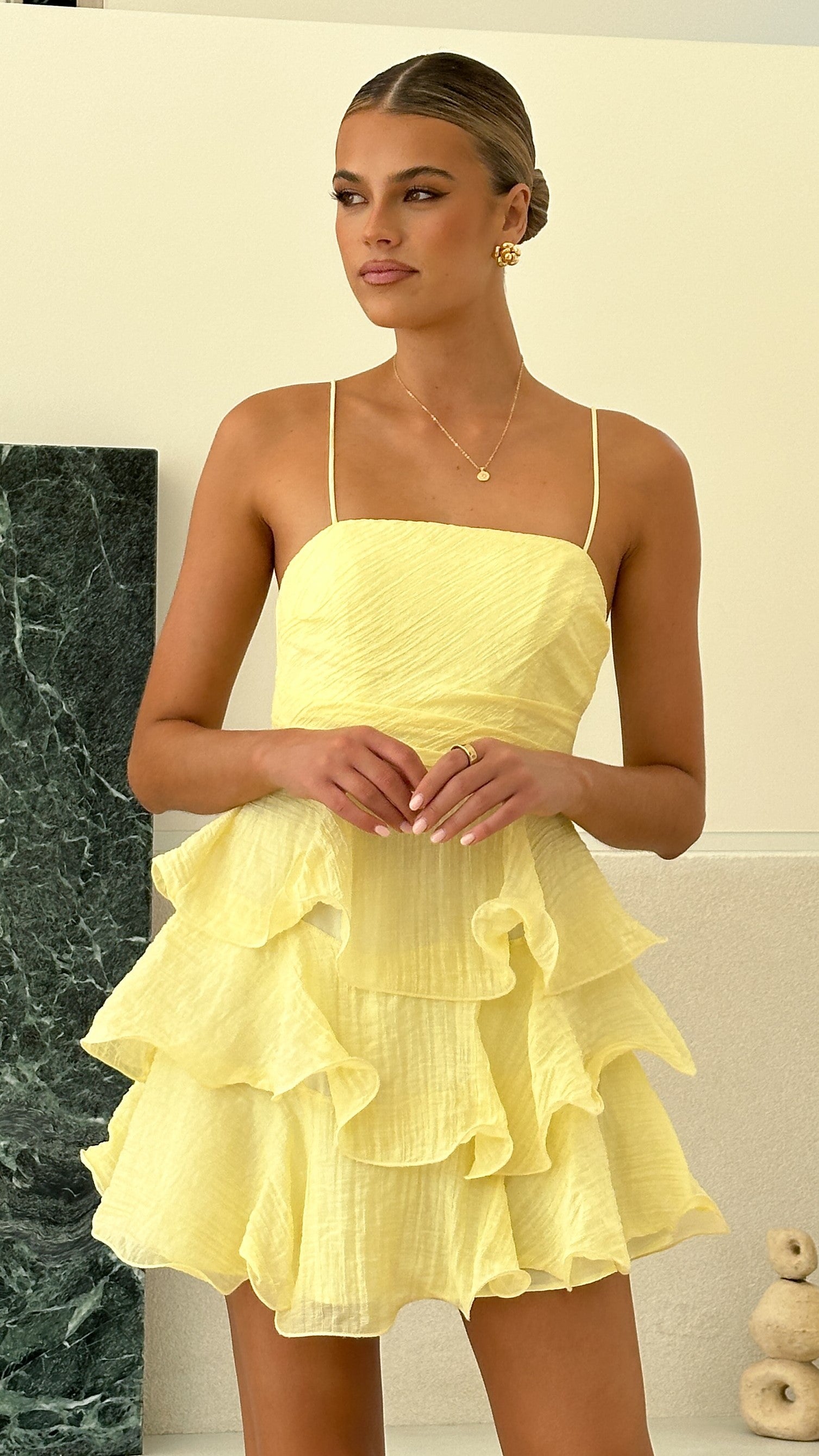 Amery Mini Dress in Butter Yellow - Flirty & Feminine Summer Party Outfit for Women | Perfect for Dates, Cocktails & Beach Vacations