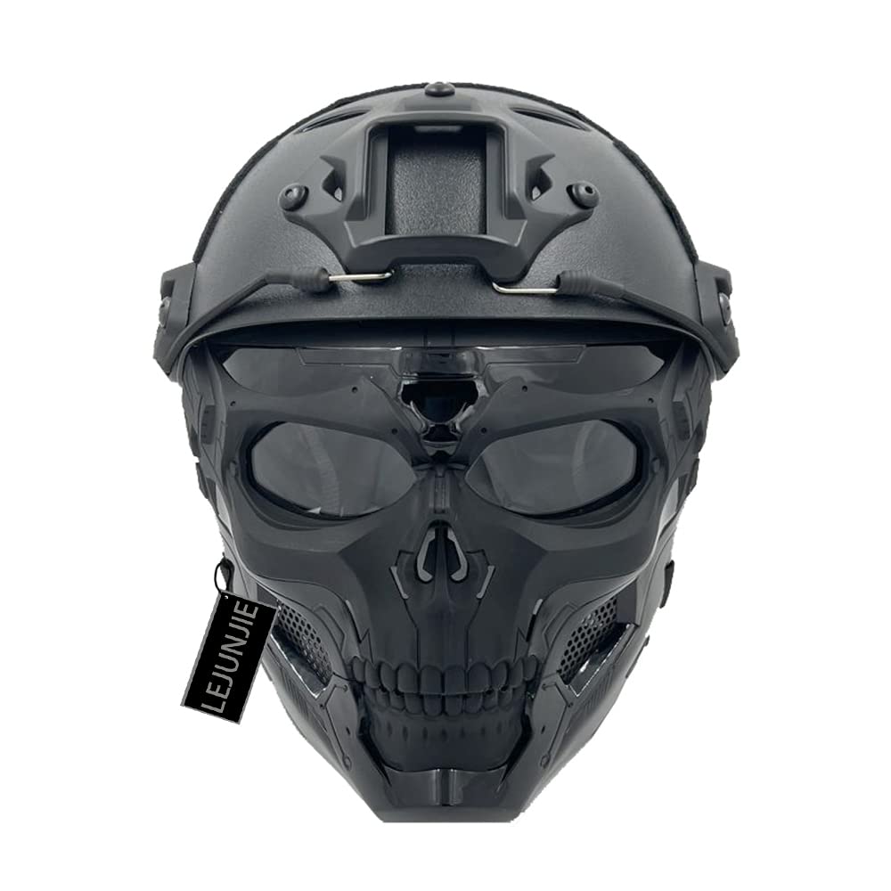 PJ Tactical Airsoft Paintball Helmet with Adjustable Full Face Mask - Military Style Protective Gear for Airsoft, Paintball & Outdoor Combat Games - Perfect for Tactical Training & Survival Scenarios