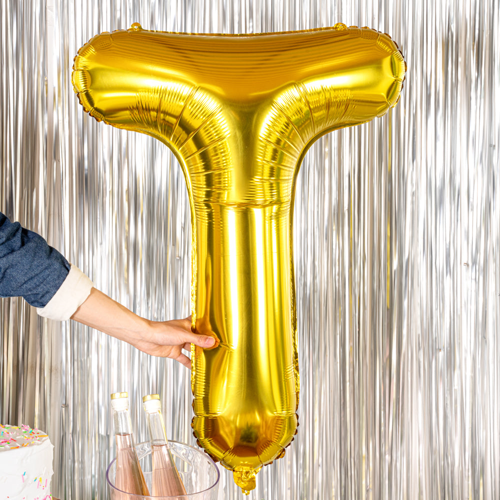 Balloonify Gold Mylar Letter T Balloon - 40 Inch Large Foil Alphabet Balloon for Birthday Party Decorations, Wedding, Baby Shower & Graduation Celebrations - 1 Count Box