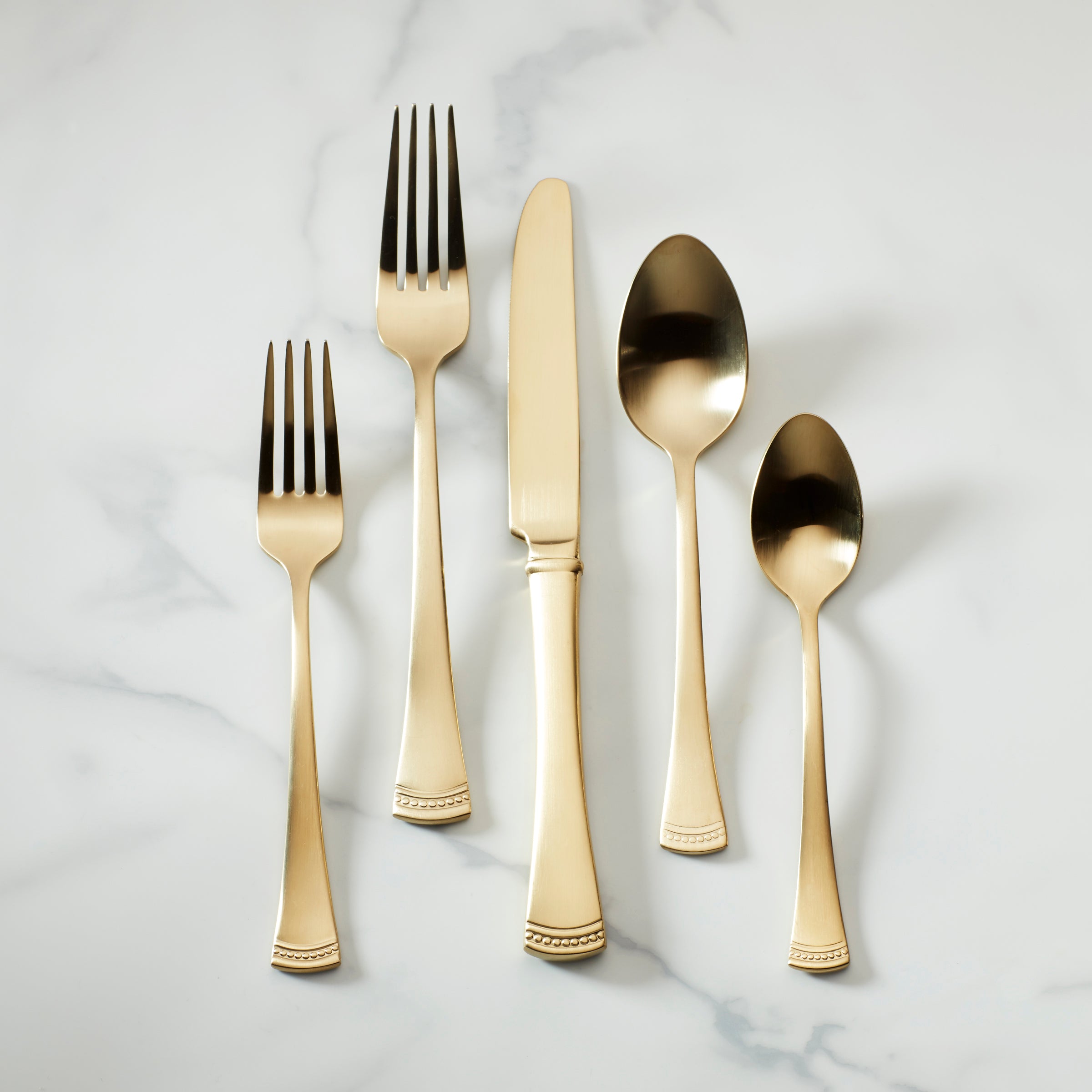 Portola Gold Satin 60-Piece Flatware Set - Elegant Stainless Steel Cutlery for Dinner Parties, Weddings & Formal Dining