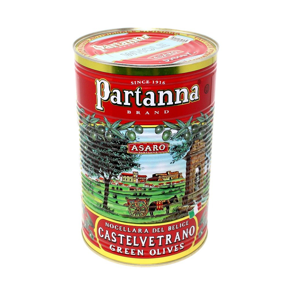 Partanna Whole Castelvetrano Olives - Authentic Sicilian Olives from Italy - Premium Handpicked Imported Italian Green Olives - 5.5 LB (88oz) Can - Perfect for Salads, Charcuterie Boards & Mediterranean Recipes
