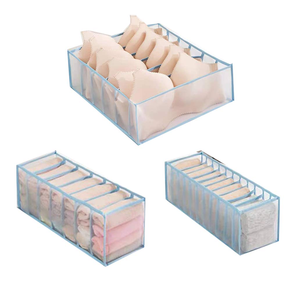 Foldable Underwear Storage Box with 6/7/11 Lattice Dividers - Drawer Organizer for Bras, Socks & Ties | Perfect for Closet, Dresser & Travel Organization