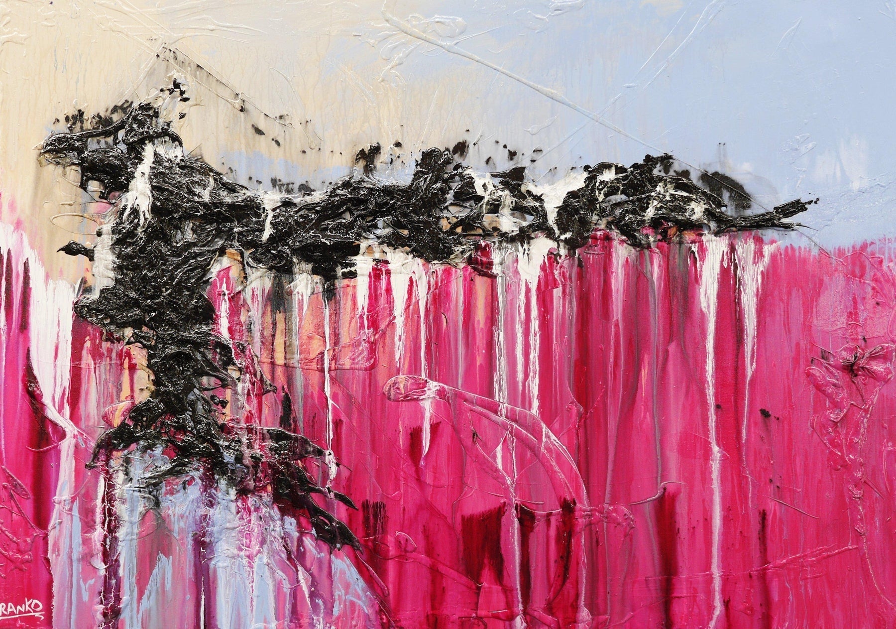 140cm x 100cm Pink Abstract Canvas Painting - Modern Wall Art for Living Room, Bedroom & Office Decor | Magenta Urge Collection