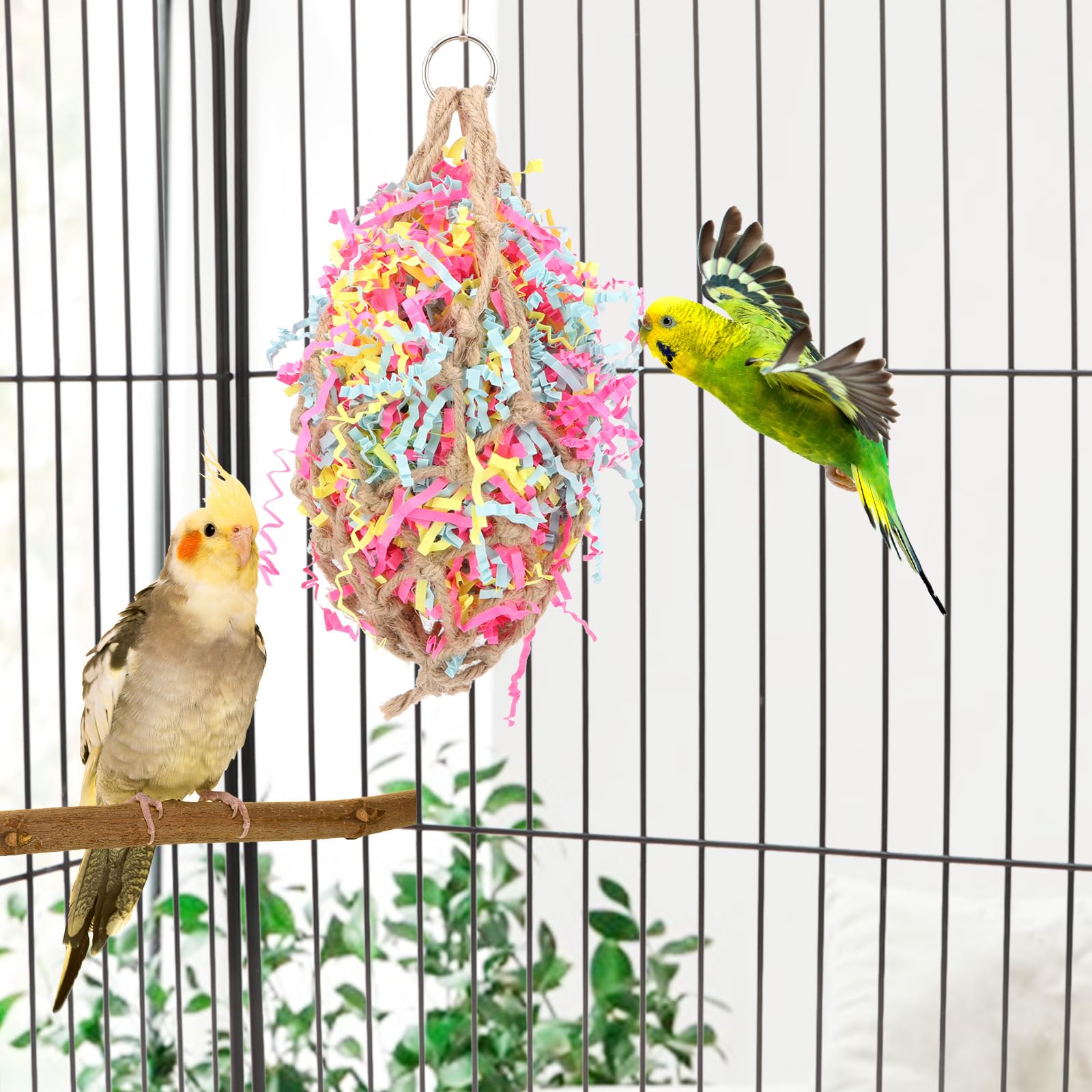 Hypeety Bird Chew Toy - Foraging Shredding Climbing Hanging Parrot Toy for Parakeets, Cockatiels, Conures, Cockatoos & African Greys - Cage Accessories for Mental Stimulation & Playtime Fun