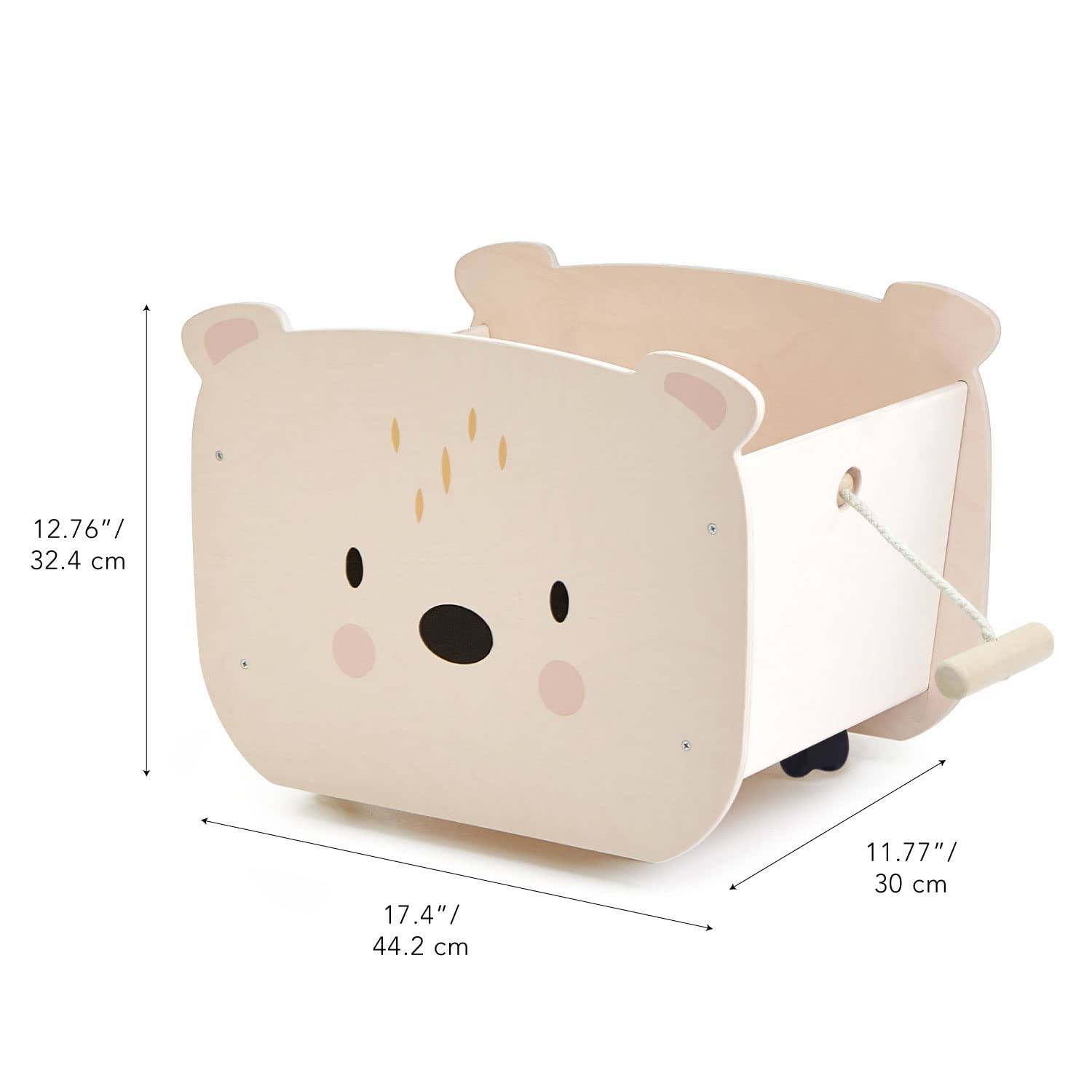Tender Leaf Toys Wooden Pull Along Bear Cart for Toddlers - Wheels for Moving Play, Toy Storage Box - Best Gift for Kids 3+ Years Old - Perfect for Indoor Playrooms, Preschool Learning & Travel Toys