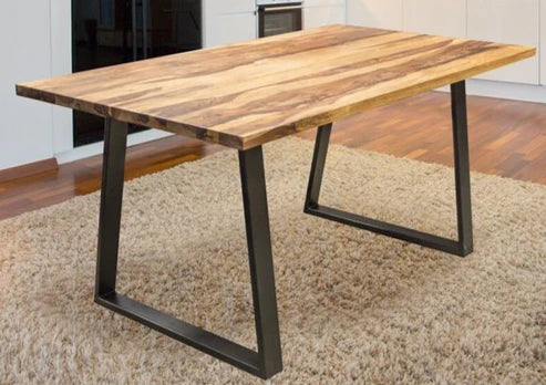 Gfine Solid Sheesham Wood & Iron 6-Seater Dining Table 175x91x76cm - Perfect for Family Gatherings & Dinner Parties