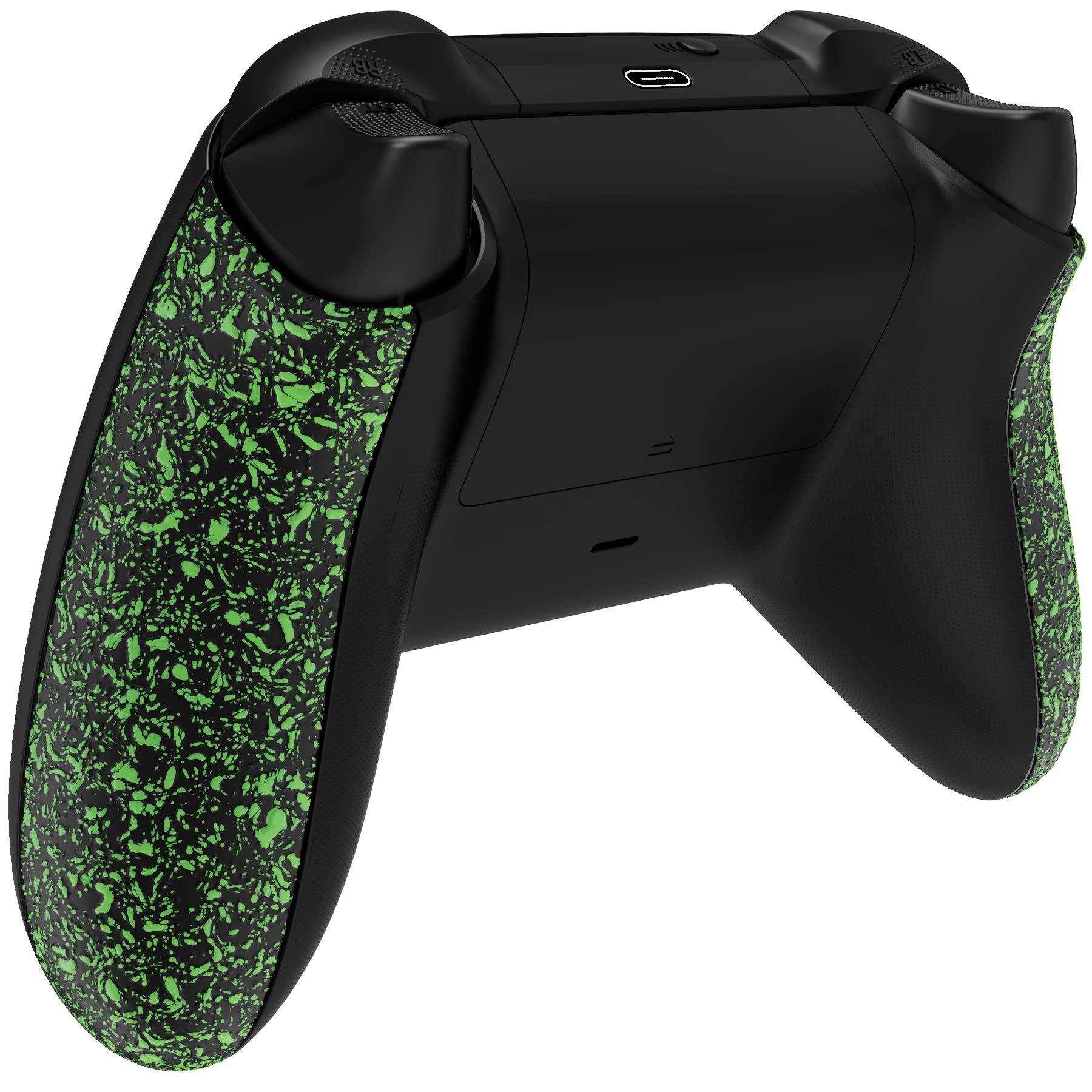 eXtremeRate Textured Green Non-Slip Grip Cover for Xbox Series X/S Controller - Replacement Back Panels & Side Rails Shell (Controller Not Included) - Perfect for Gaming, Streaming & Long Play Sessions