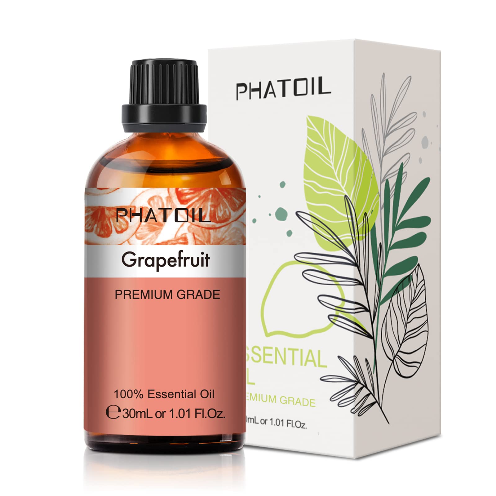 PHATOIL 100% Pure Grapefruit Essential Oil 30ml - Natural Aromatherapy Oil for Diffusers, Humidifiers, Massage & DIY Candles - Uplifting Citrus Scent for Stress Relief & Home Fragrance