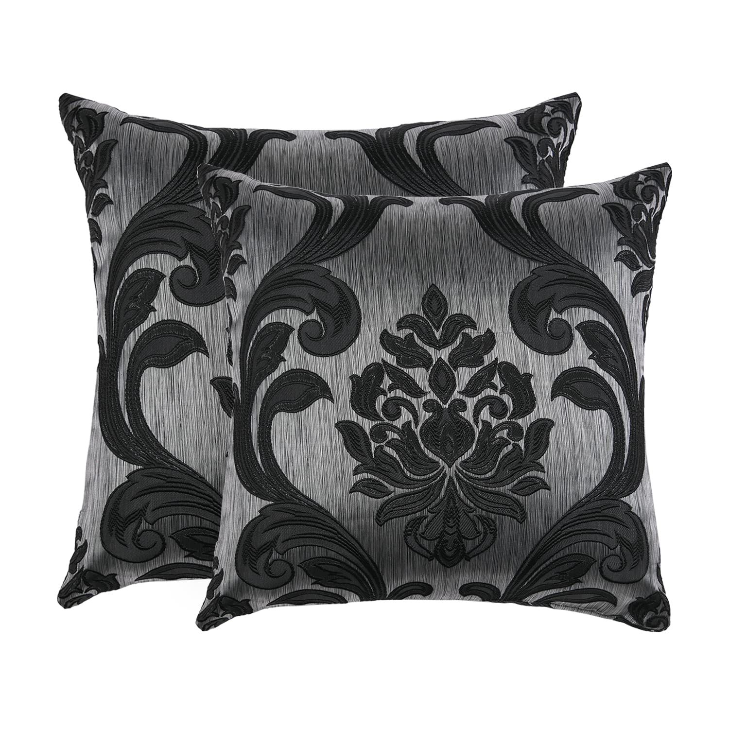 NAPEARL Jacquard Throw Pillow Covers Set of 2 - 16x16 Inch Decorative Cushion Covers for Sofa, Couch, Bed - Elegant Black Home Decor for Living Room, Bedroom & Office - Perfect for Cozy Nights and Stylish Home Accents
