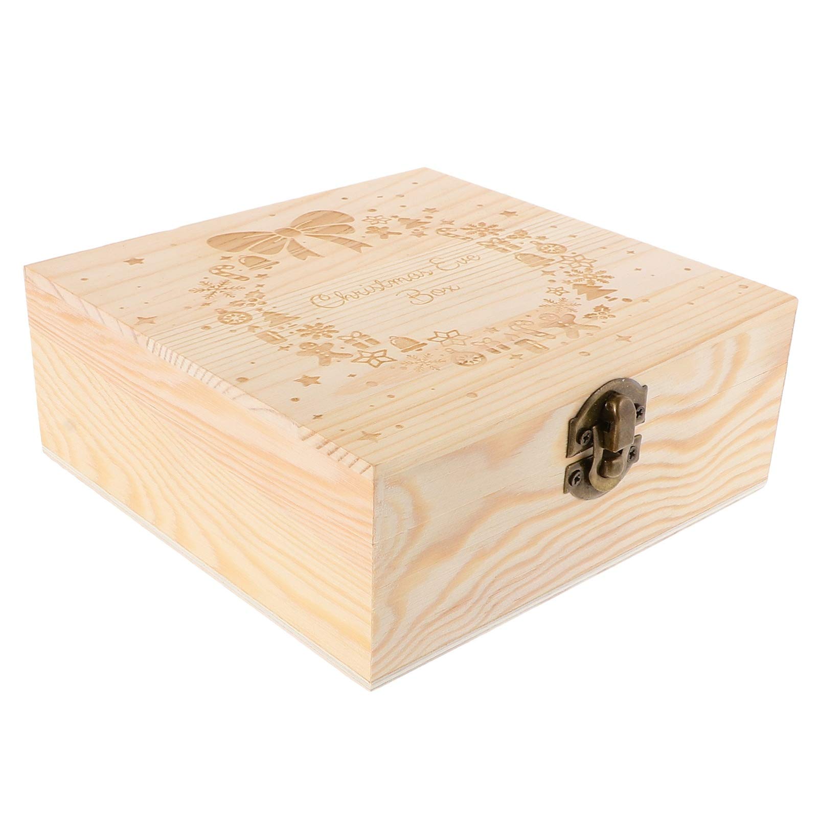 DOITOOL Handmade Wooden Decorative Box with Hinged Lid & Front Clasp - DIY Craft Storage for Christmas Ornaments, Jewelry, Keepsakes & Home Decor (6x4x3 inches) | Perfect for Gift Wrapping, Craft Supplies & Holiday Decorations
