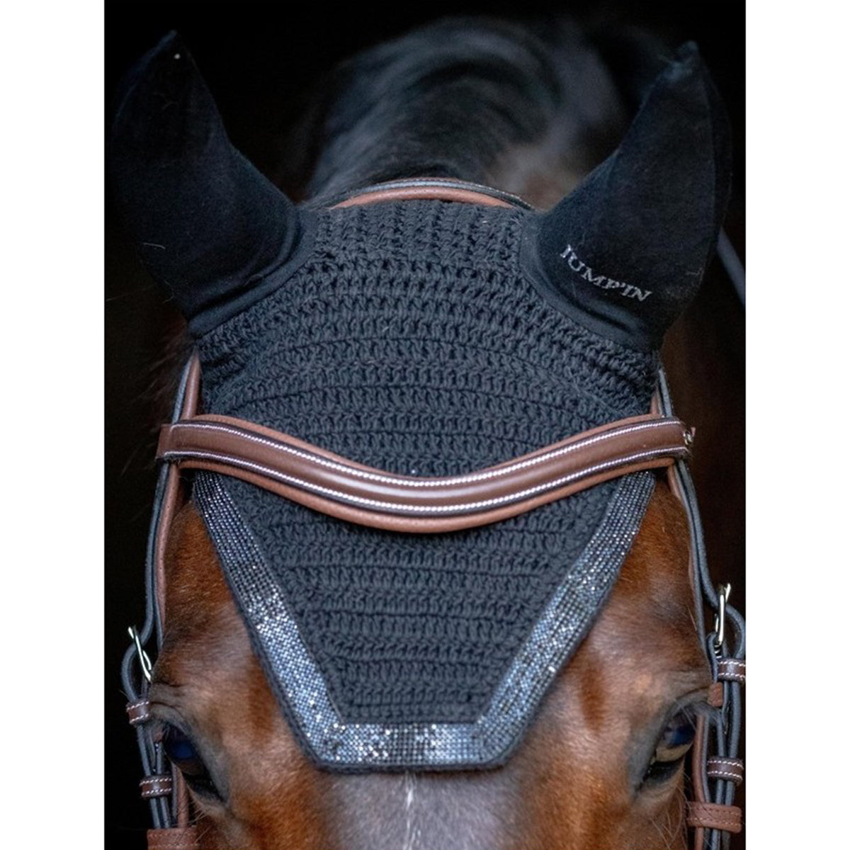 Jump'in Glitter Fly Veils for Horses - Sparkling UV Protection Mesh with Adjustable Fit - Perfect for Equestrian Shows, Training & Riding