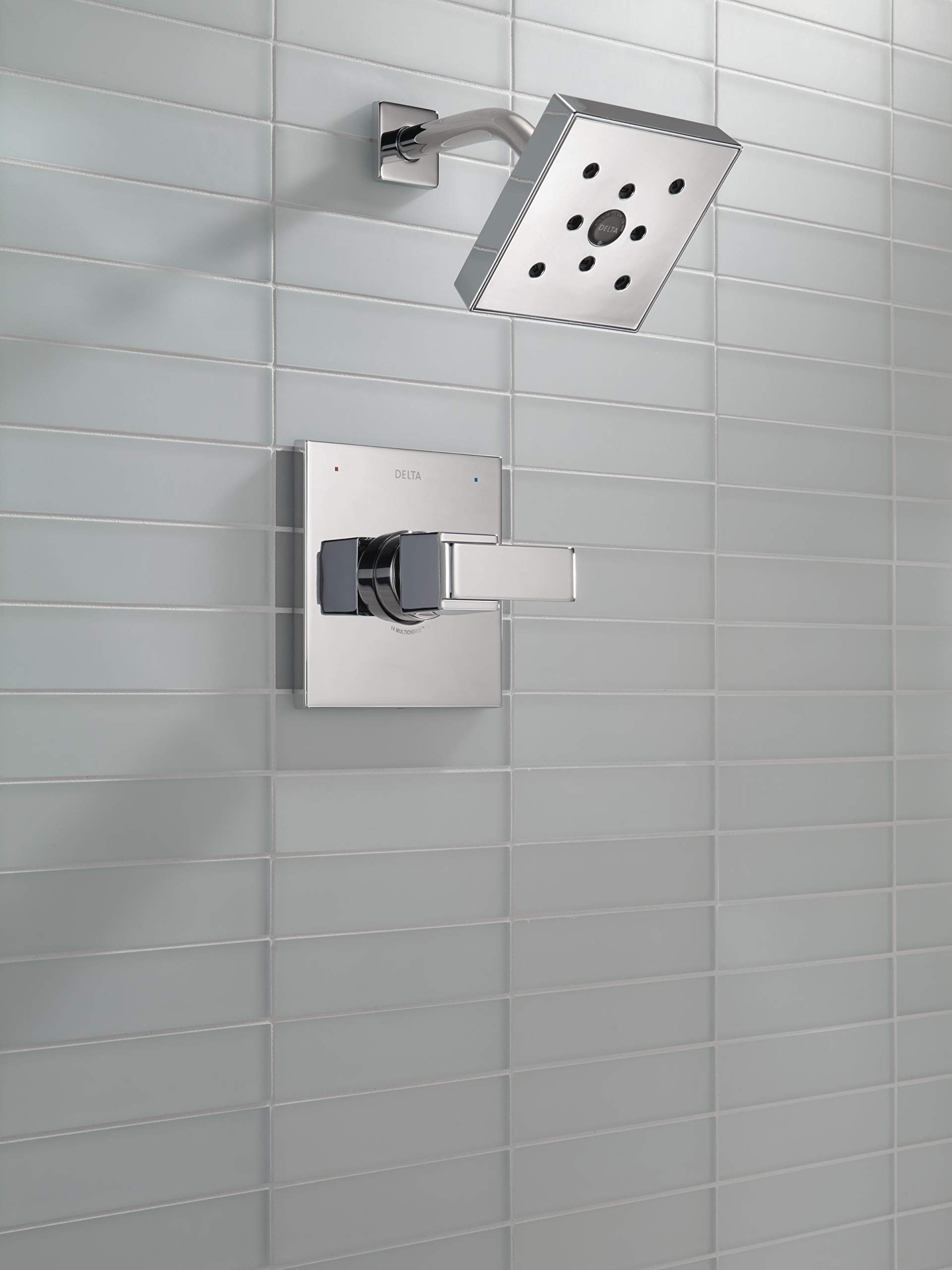 Delta Ara 14 Series Single-Function Shower Faucet Set with H2Okinetic Shower Head - Chrome Finish T14267 (Valve Not Included) | Water-Saving Bathroom Upgrade for Modern Homes