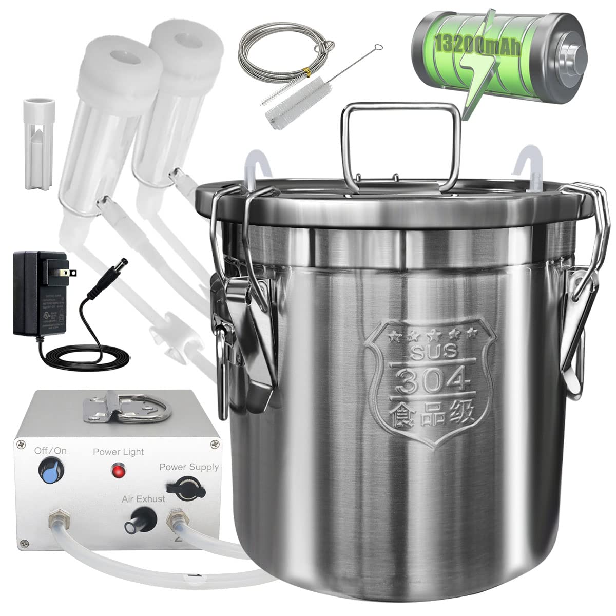 12L Rechargeable Goat Milking Machine with Adjustable Speed & Pulsating Vacuum Pump - 304 Stainless Steel Milk Bucket with Auto Stop Valve - Perfect for Small Farms & Homesteads (Pro Model)