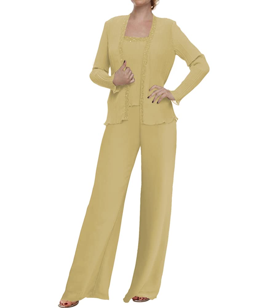 3 Piece Mother of The Bride Dress Pant Suits - Elegant Chiffon Beaded Formal Evening Wear for Wedding Guest, Groom & Women | Perfect for Weddings, Receptions & Special Occasions