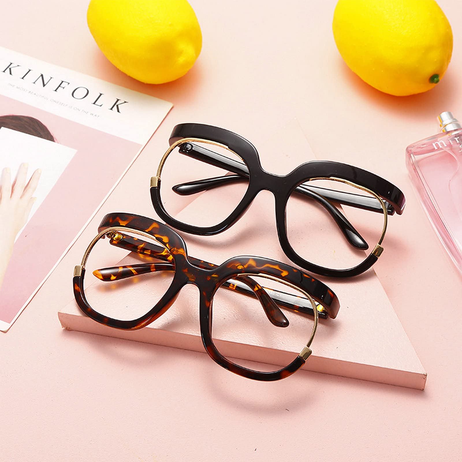 COTIA Oversized Blue Light Blocking Glasses for Women - Fashion Half Frame Computer Eyewear with Anti-UV Protection | Perfect for Office Work, Gaming & Digital Screen Use