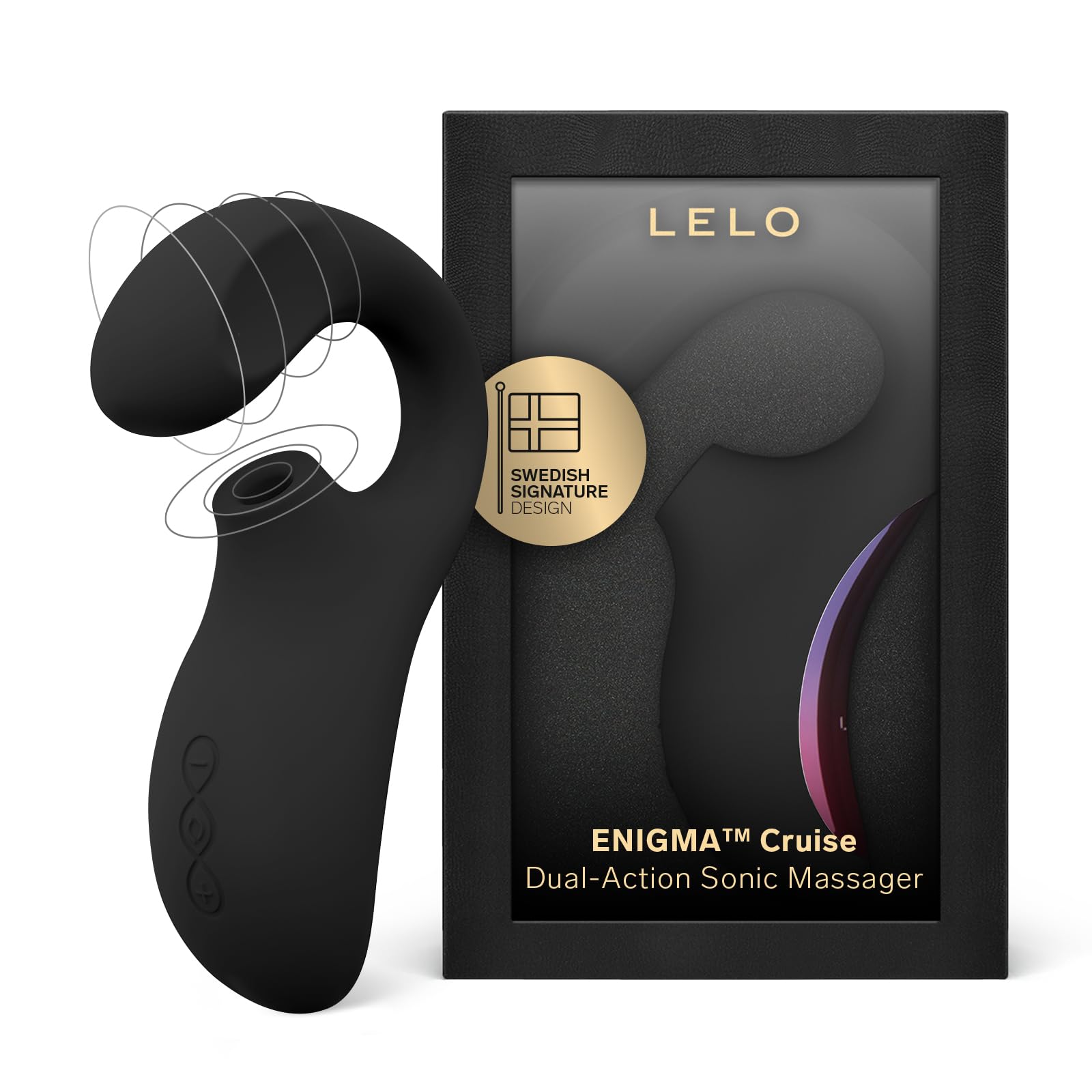 LELO Enigma Cruise Dual Pleasure Vibrator - 8 Powerful Vibration Modes for Women, Clitoral Suction & G-Spot Stimulation | Black Adult Toy for Couples & Solo Play | Perfect for Romantic Nights & Self-Care Moments