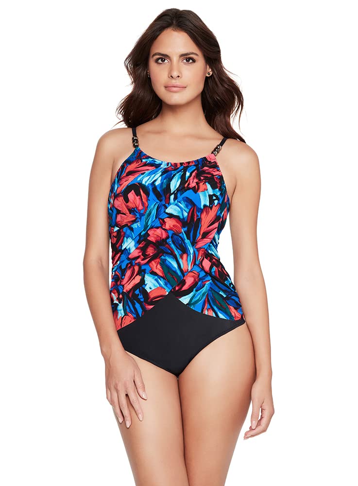 MagicSuit Women's High Neck Underwire One Piece Swimsuit - Floral Print Bathing Suit for Beach, Pool & Vacation | Expressionist Lisa Design