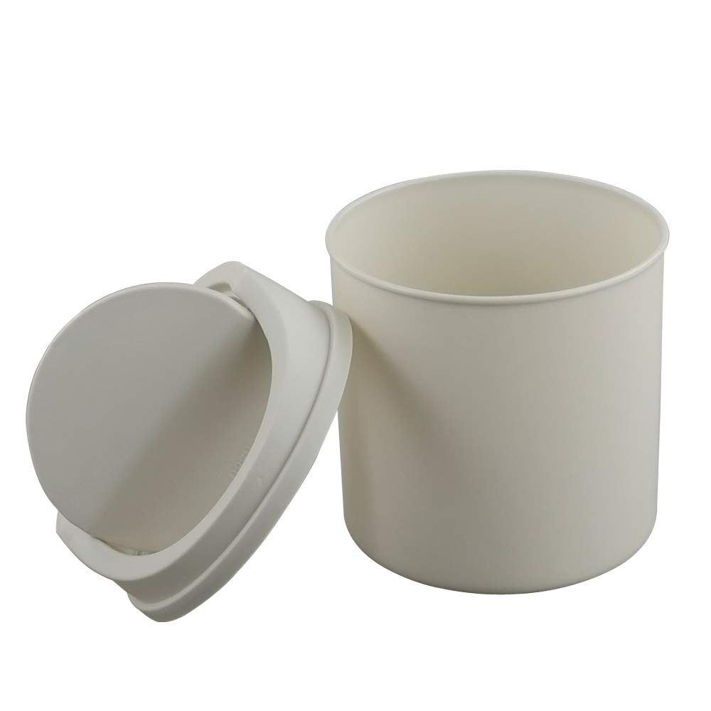 2 Liter Mini Desktop Trash Can with Swing Lid - Small Waste Bin for Office, Home, Bedroom (White) | Perfect for Desks, Bathrooms, and Small Spaces