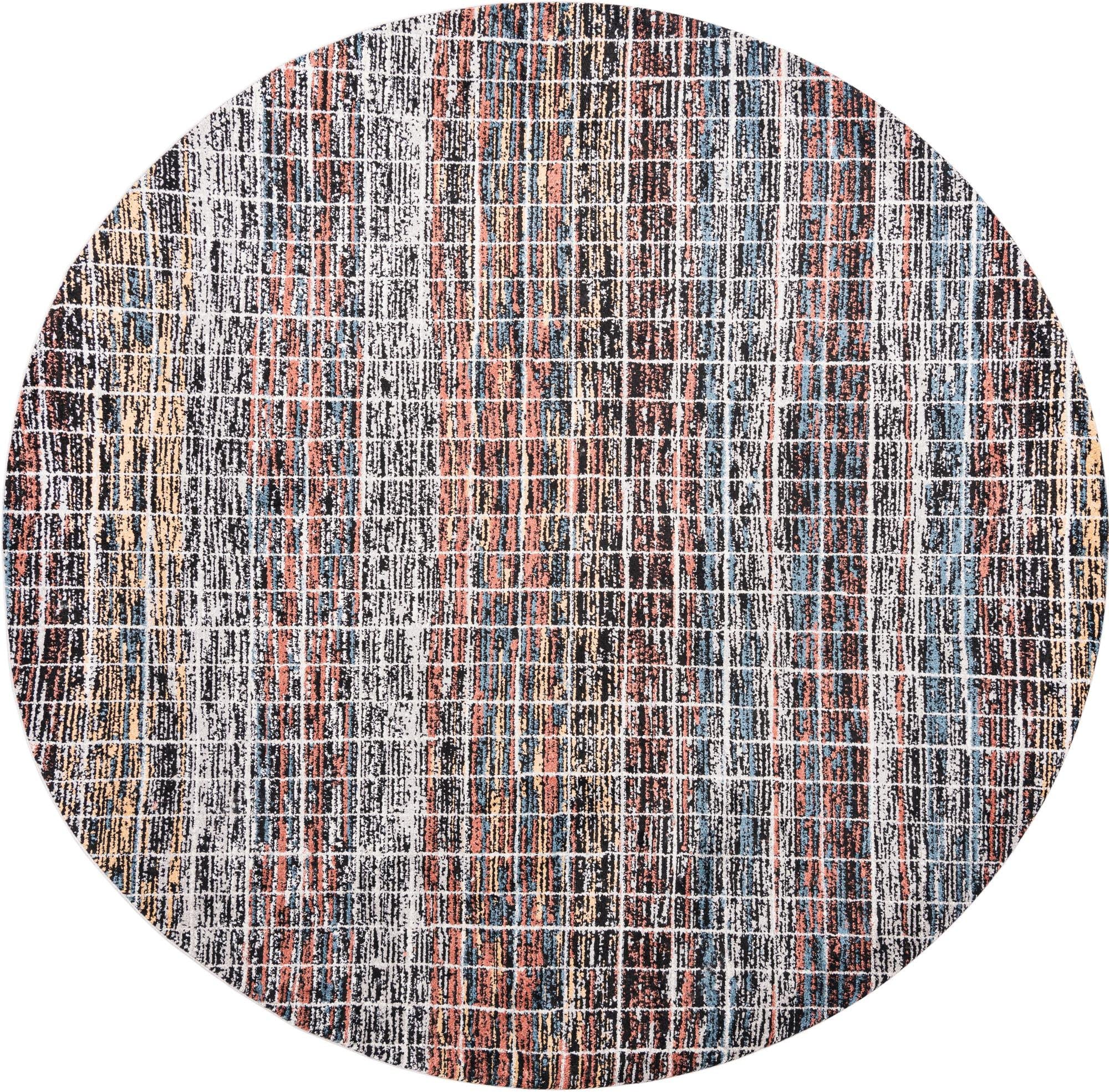 Unique Loom Aramis Collection Area Rug - Oliver (Round 10' x 10', Multi/Black) | Soft & Durable Handmade Rug for Living Room, Bedroom, or Office Decor
