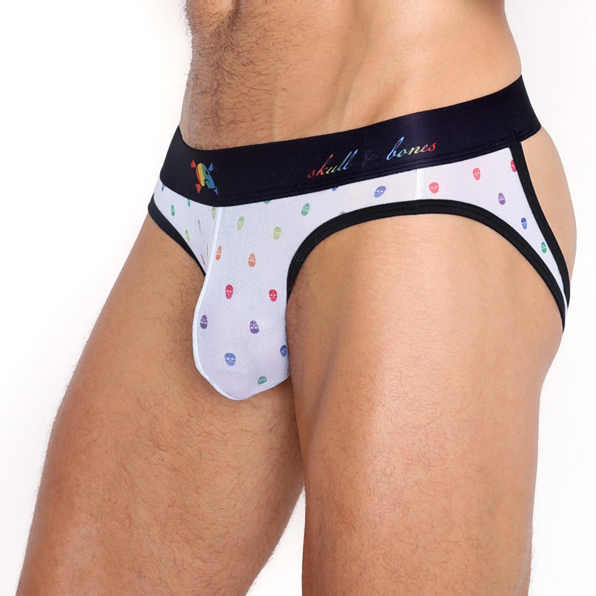 Pride Ditsy Skull White Sheer Mesh Y Jock Strap - LGBTQ+ Fashion Underwear for Men, Comfortable & Breathable Design - Perfect for Pride Events, Costume Parties & Intimate Wear