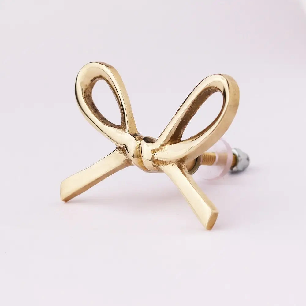 Vintage Brass Bow Knob - Decorative Cabinet & Drawer Pull - Perfect for Furniture, Cabinets, and DIY Home Decor Projects