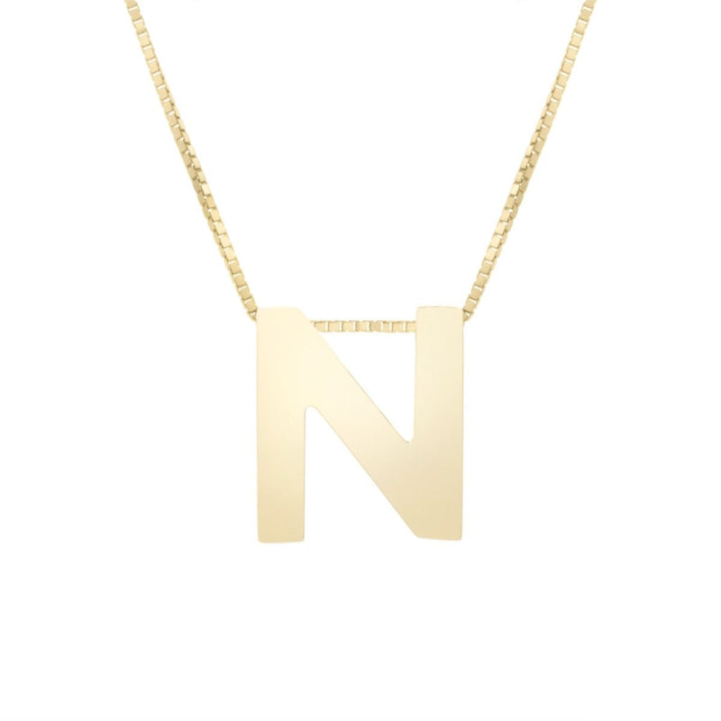 14K Gold Block Letter Initial Necklace - Personalized Monogram Pendant for Women - Perfect for Birthdays, Anniversaries & Gifts