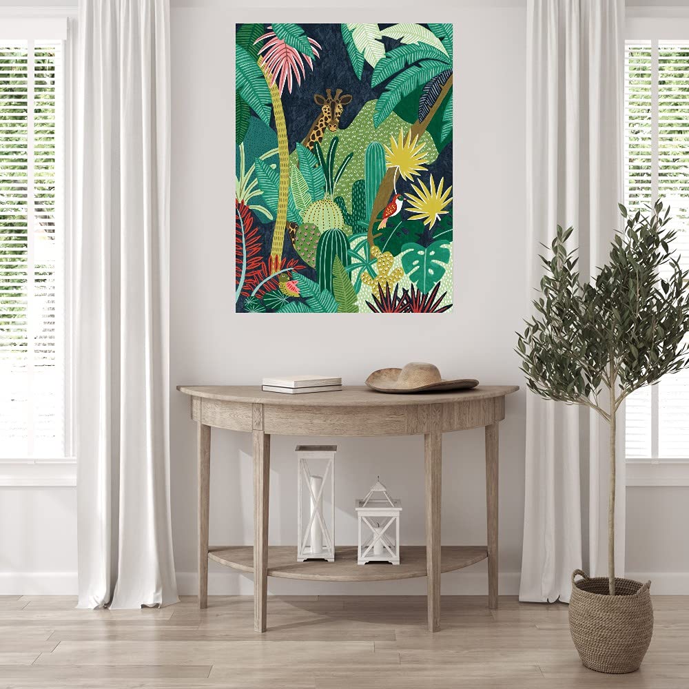 Tropical Okapi Canvas Wall Art by Kristine Hegre - 32x43 Inch Ready to Hang Fine Art Print for Living Room, Bedroom, Office & More - Wildlife Home Decor & Jungle Theme Interior Design