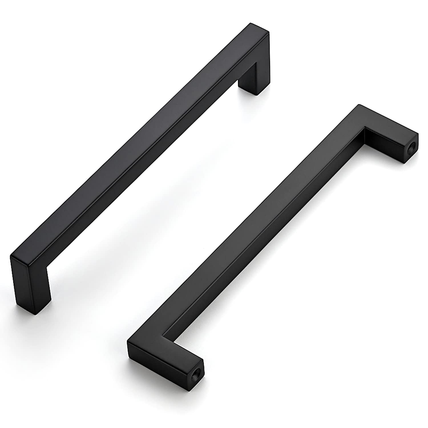Home Expert 20 Pack 6-1/4 Inch Black Cabinet Pulls - Stainless Steel Square Drawer Handles for Kitchen Cabinets, Drawers & Doors - Modern Matte Black Hardware for Home Renovation & DIY Projects