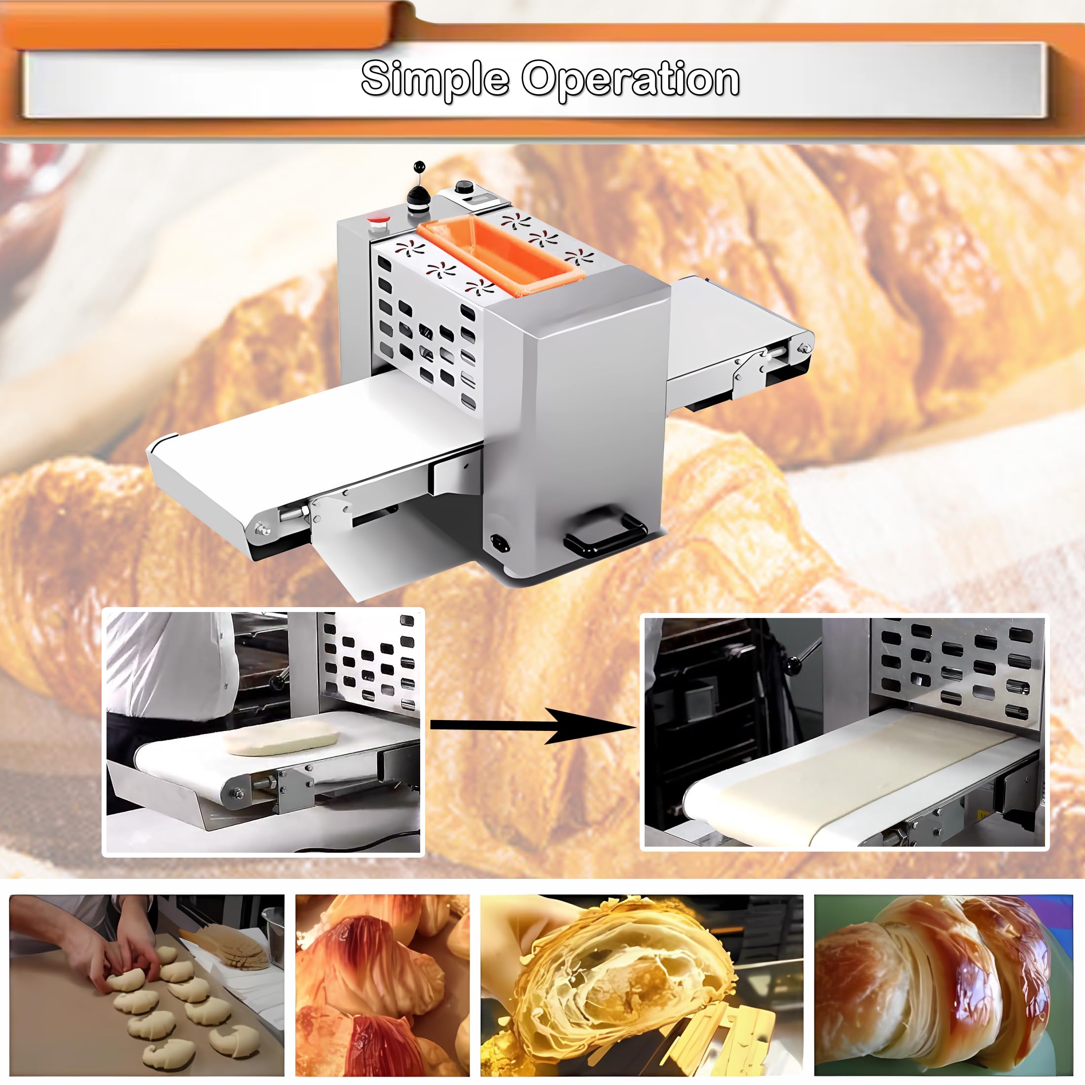 INTSUPERMAI Commercial Dough Sheeter Machine - 49.2×13.8 Inch Reversible Countertop Dough Press with Conveyor Belt for Croissants, Puff Pastry & Bakery - 110V Electric Dough Roller - Perfect for Bakeries, Restaurants & Home Baking