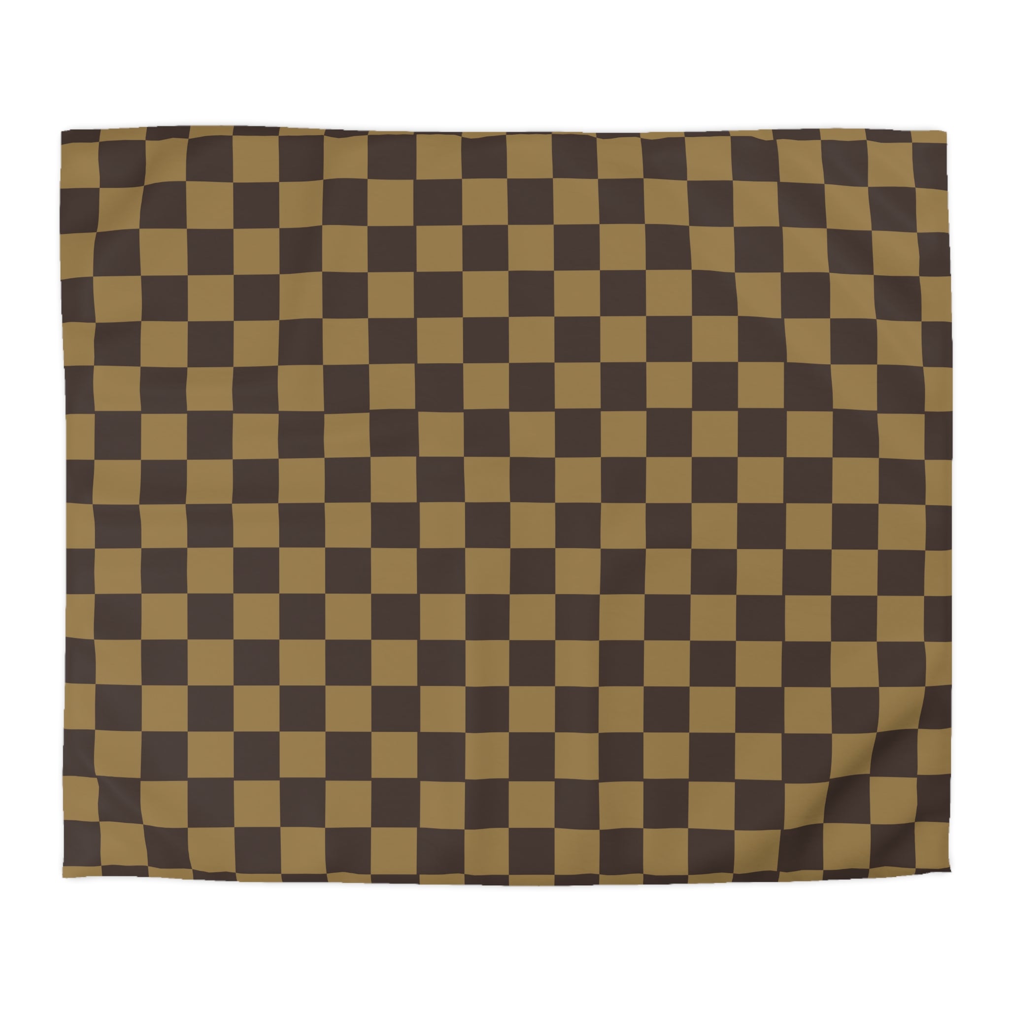 LV-Inspired Checkered Brown Microfiber Duvet Cover Set - Queen, King, Full, Twin Size - Soft Luxury Bedding for Modern Bedroom Decor