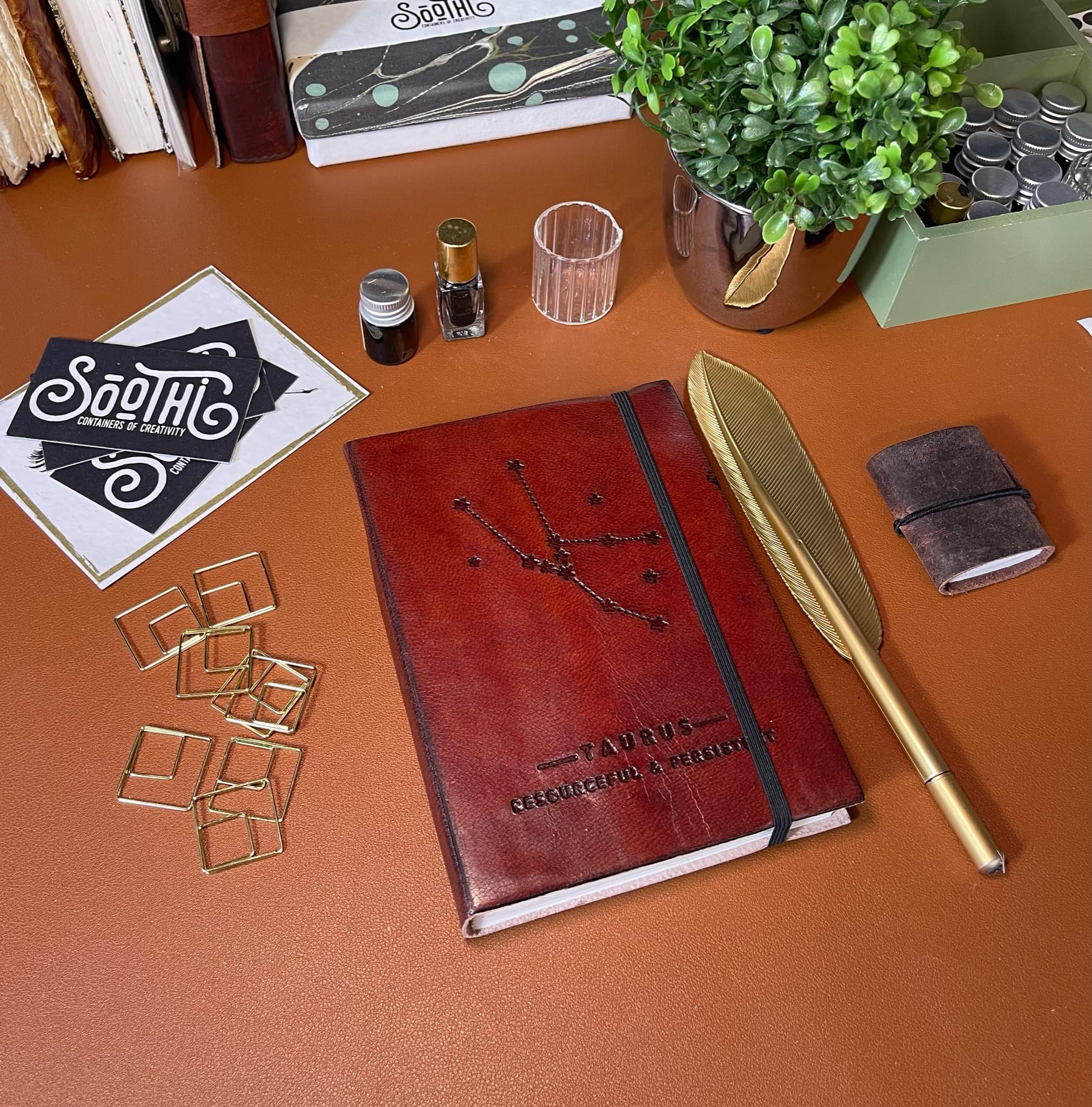 Soothi Personalized Zodiac Taurus Handmade Antique Leather Journal - 7