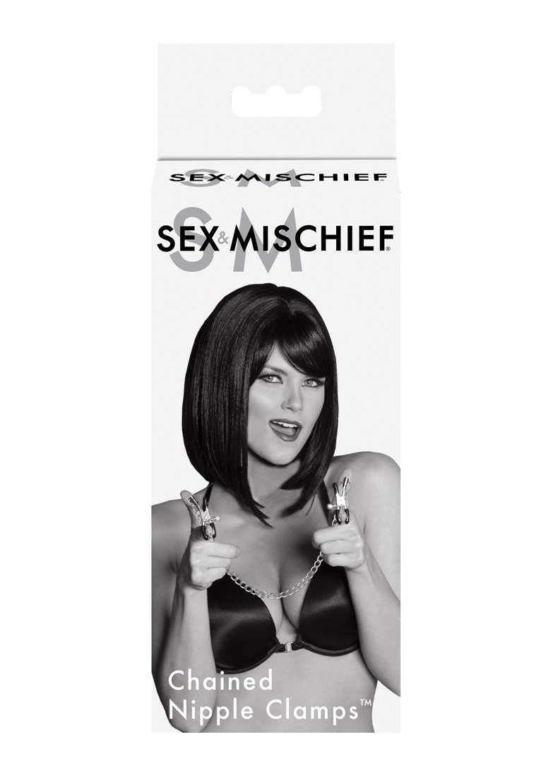 Sportsheets Sex and Mischief Chained Nipple Clamps - Adjustable BDSM Nipple Clips for Couples Play, Sensation Play & Bondage Accessories - Perfect for Spicing Up Bedroom Fun & BDSM Scenes