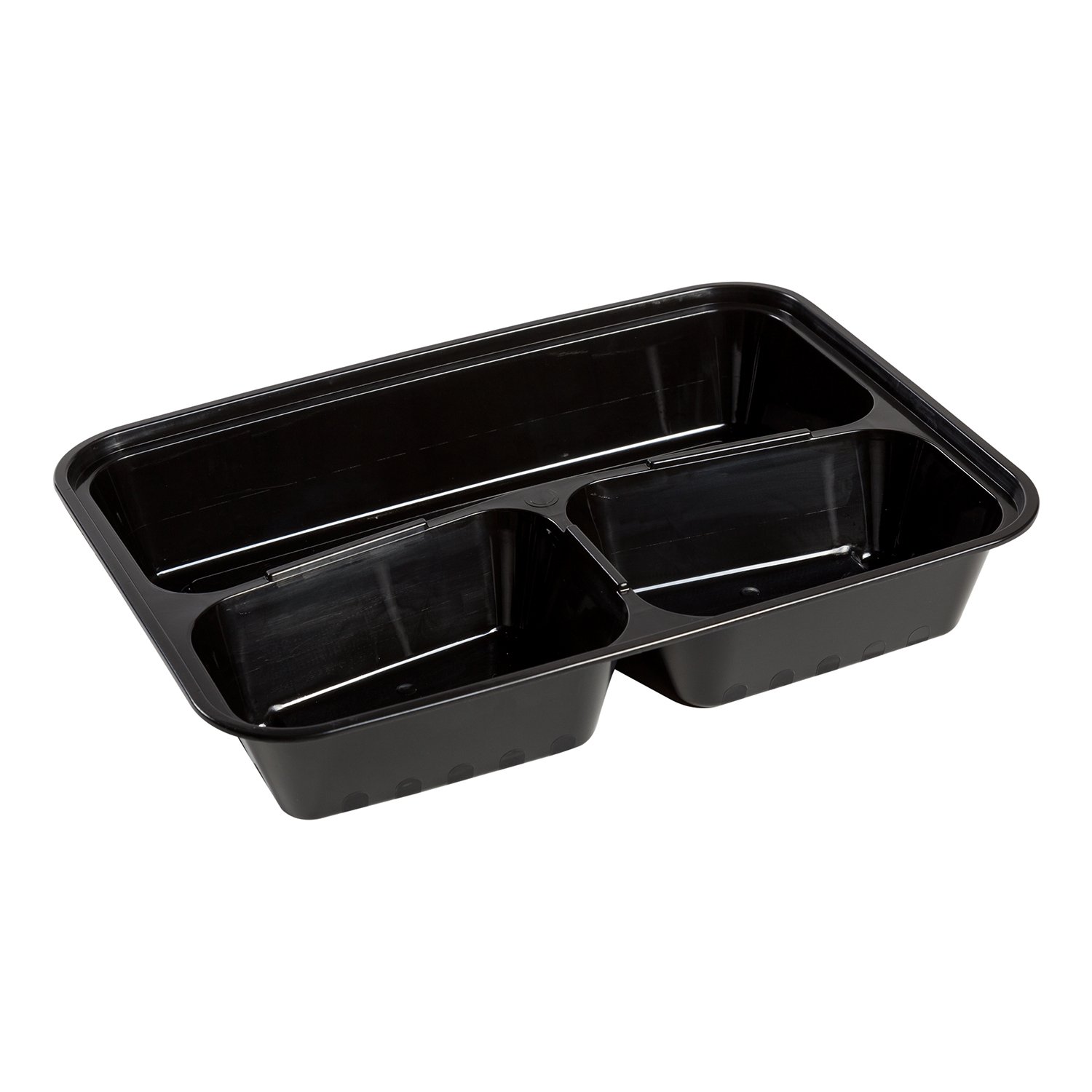 AmerCare 3-Compartment Rectangular Food Storage Containers with Lids - 10