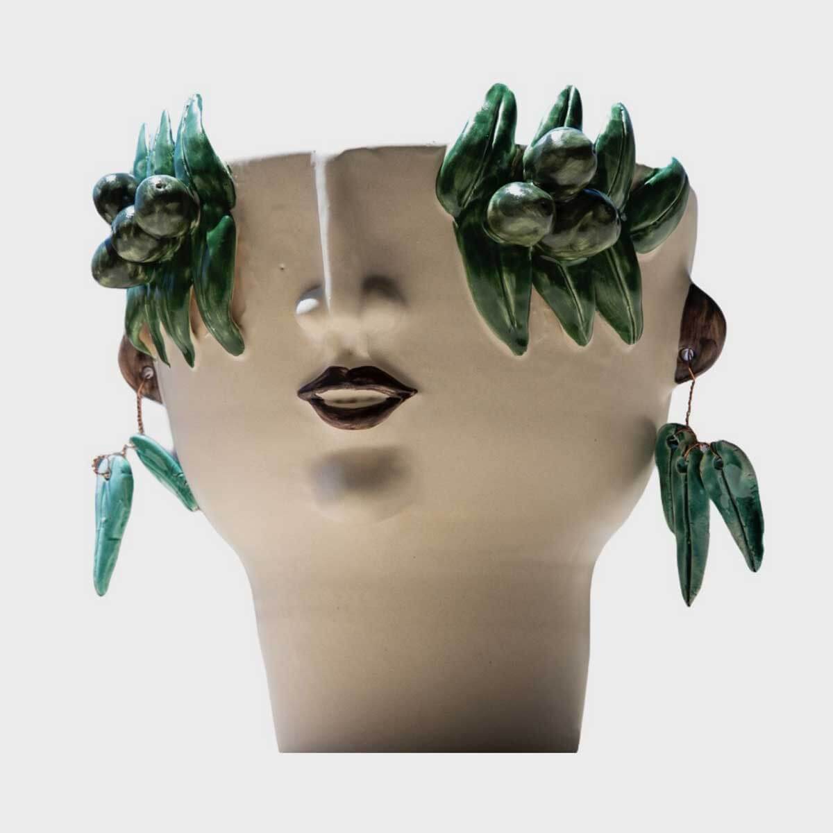 Handmade Olive Head Vase - Unique Ceramic Decorative Pot for Home, Office & Garden Decor - Perfect for Plants, Flowers & Centerpieces