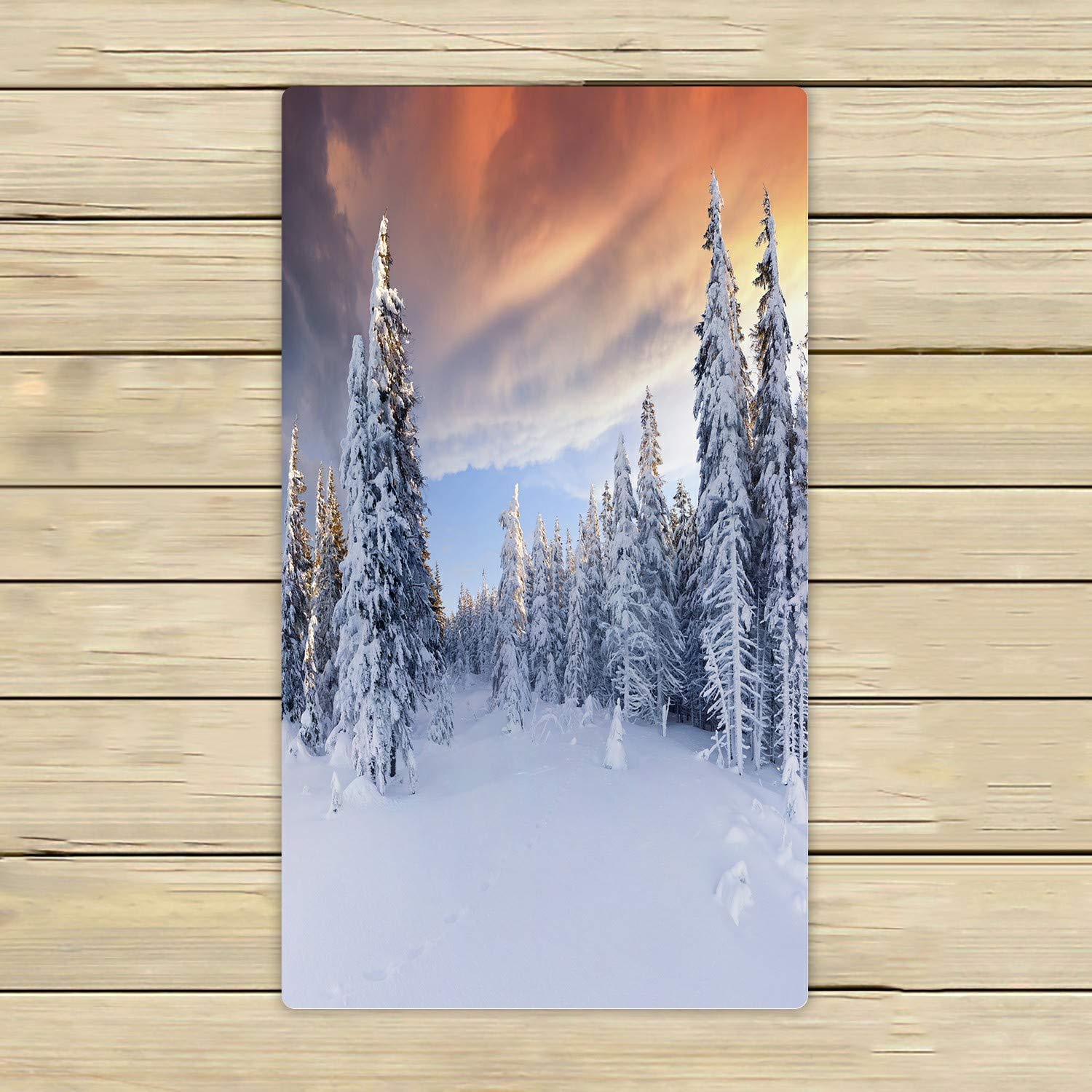 ECZJNT Winter Sunrise in The Mountains - Red Sky Beach Bath Towels (16x28 Inch) for Home, Spa, Travel & Outdoor Use - Soft & Absorbent Shower Towel for Beach, Pool & Gym