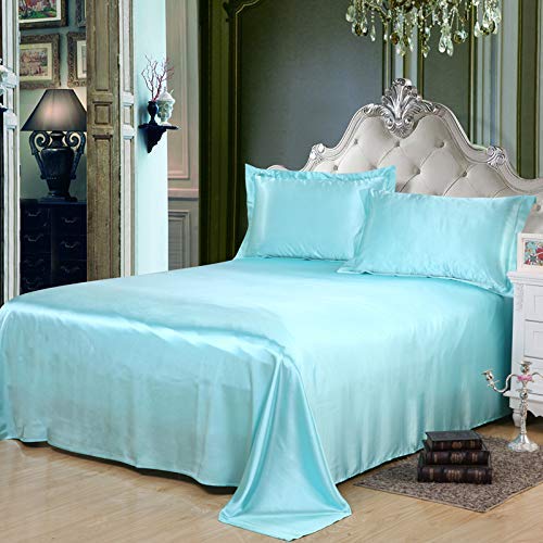 Luxury 6-Piece Satin Duvet Cover Set - Soft Lightweight Comforter Set with 4 Pillowcases (Twin Size, Aqua Blue) | Hotel Quality Bedding for Master Bedroom & Guest Room Decor