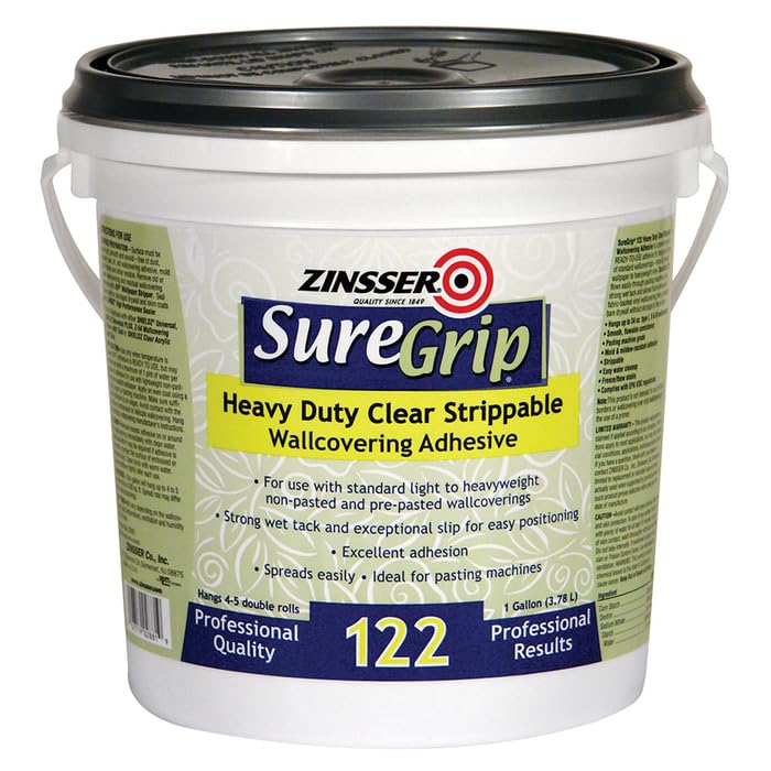 8-Pack Zinsser 02881 Clear SureGrip Heavy Duty Strippable Wallpaper Adhesive - 1 Gallon Each | Perfect for Removable Wall Coverings, DIY Home Decor & Commercial Projects