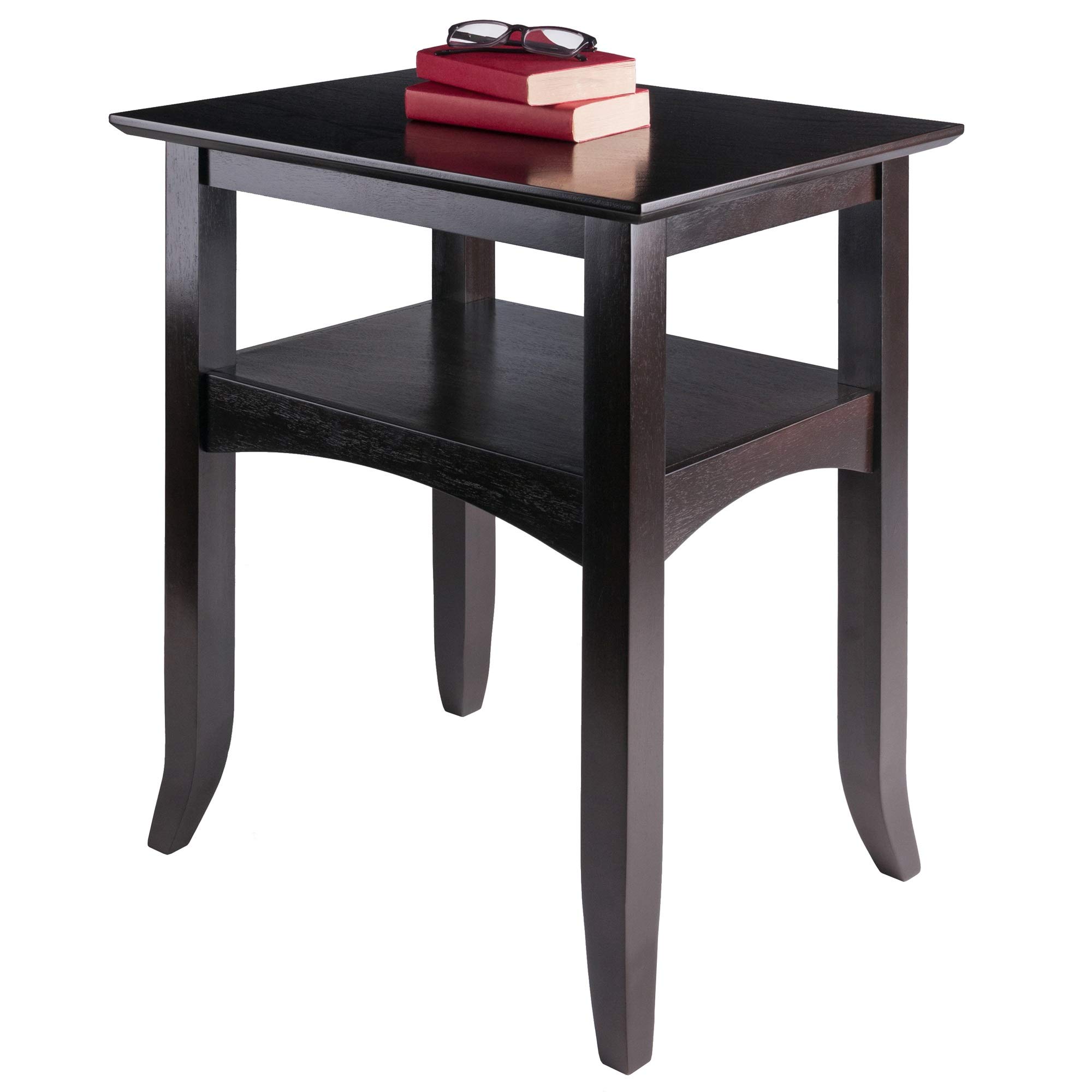 Ergode Wood Camden End Table - Solid Wood Coffee Table with Flared Legs & Storage Shelf, Easy Assembly - 22.4