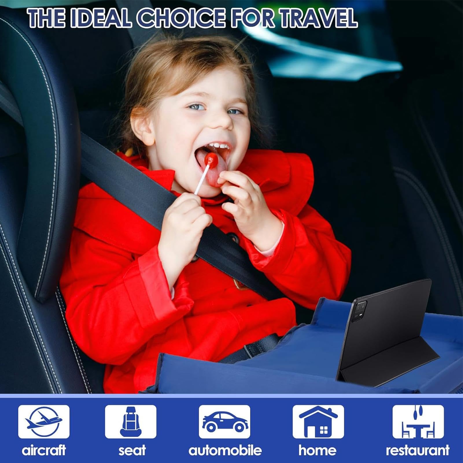 Best Kids Car Seat Tray - Portable Lap Desk for Travel & Road Trips - Durable Travel Tray for Eating, Drawing & Playing - Perfect for Long Car Rides & Airplane Activities