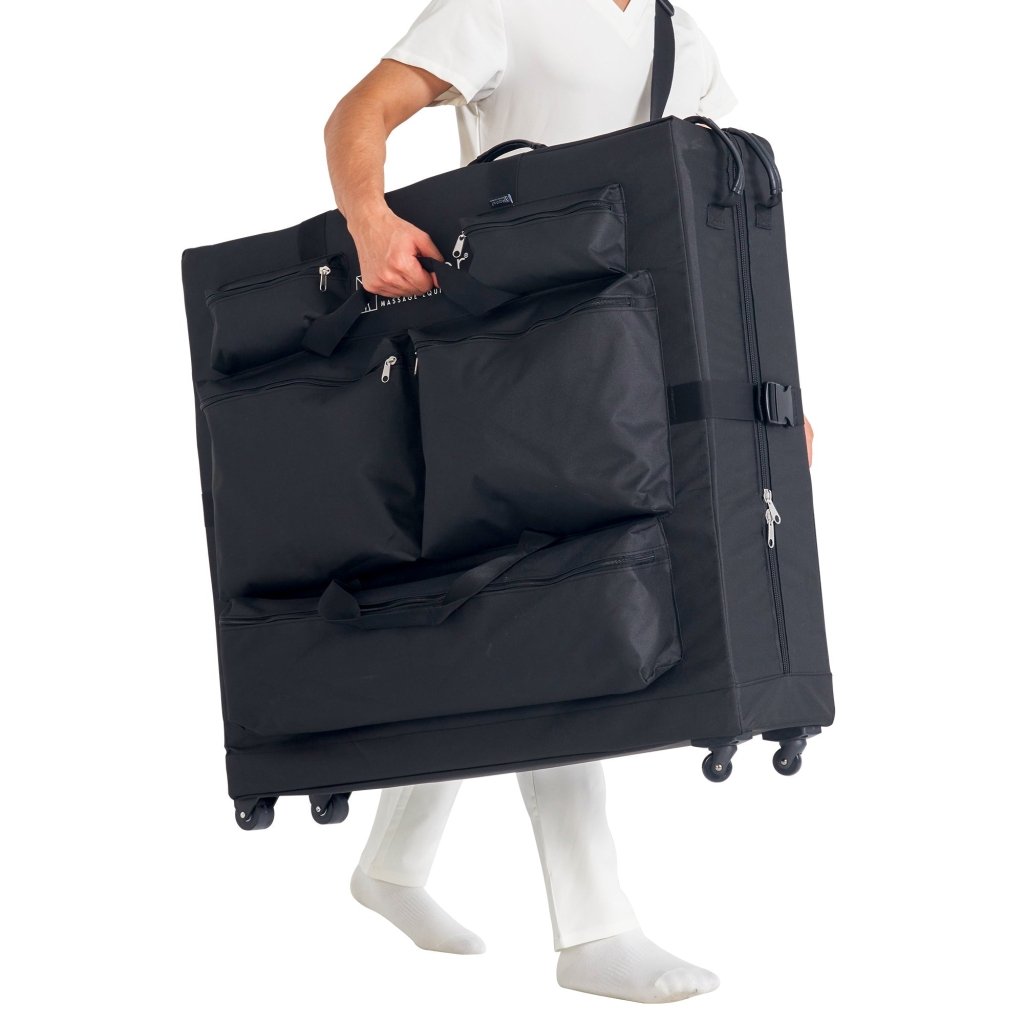 Universal Portable Massage Table Carry Case with 5 Pockets - Fits All Brands & Sizes - Oversized Carrying Bag for Foldable Massage Bed & Folding Table (Black) - Perfect for Therapists, Spas & Home Use