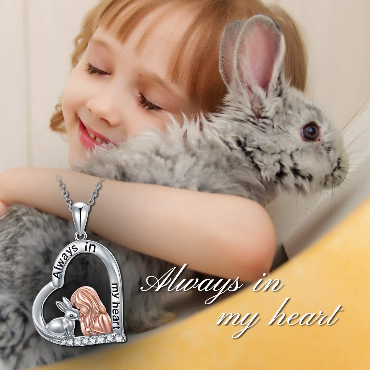 Sterling Silver Rabbit Heart Pendant Necklace - Cute Bunny Jewelry Gift for Women, Daughter, Girlfriend | Perfect for Valentine's Day, Birthday, Anniversary & Everyday Wear