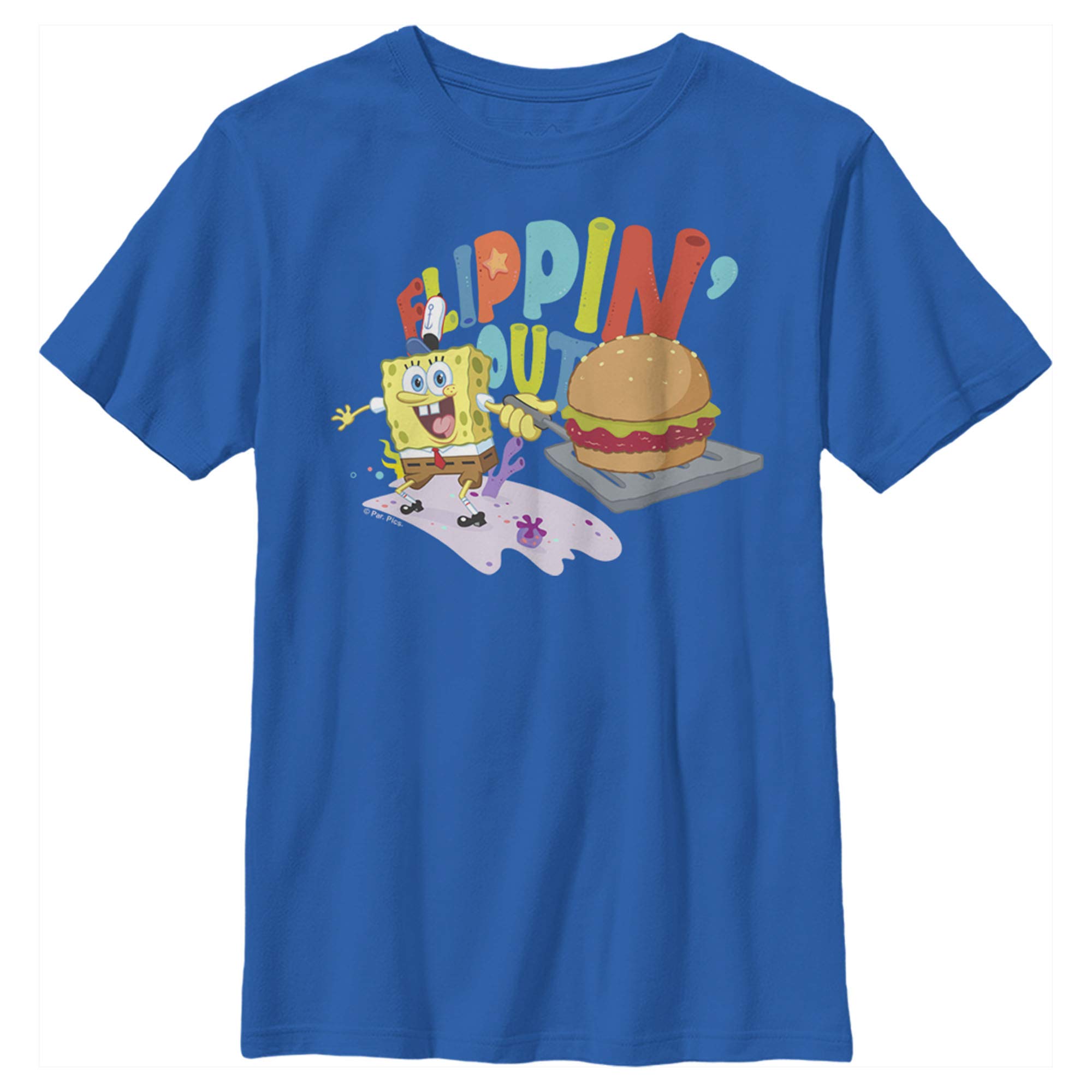 Boys' Spongebob Squarepants 'Sponge on The Run' Flippin' Out Burger Graphic T-Shirt - Fun Cartoon Character Tee for Kids' Casual Wear & Birthday Parties