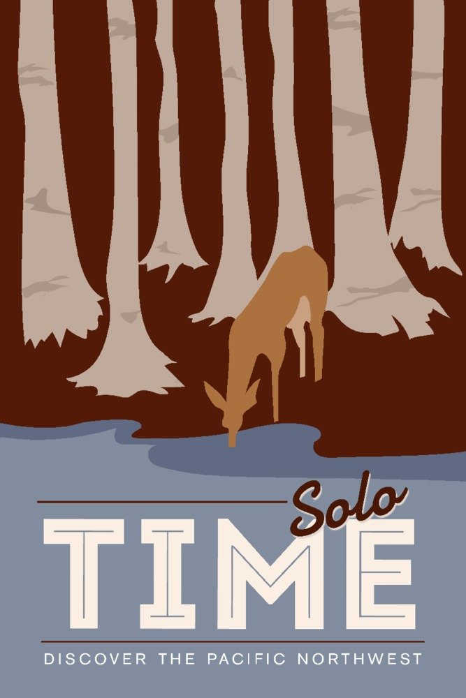 Pacific Northwest Forest Art - Deer Drinking in Woods Canvas Print (16x24 Inch) - Nature Wall Decor for Living Room, Bedroom & Office