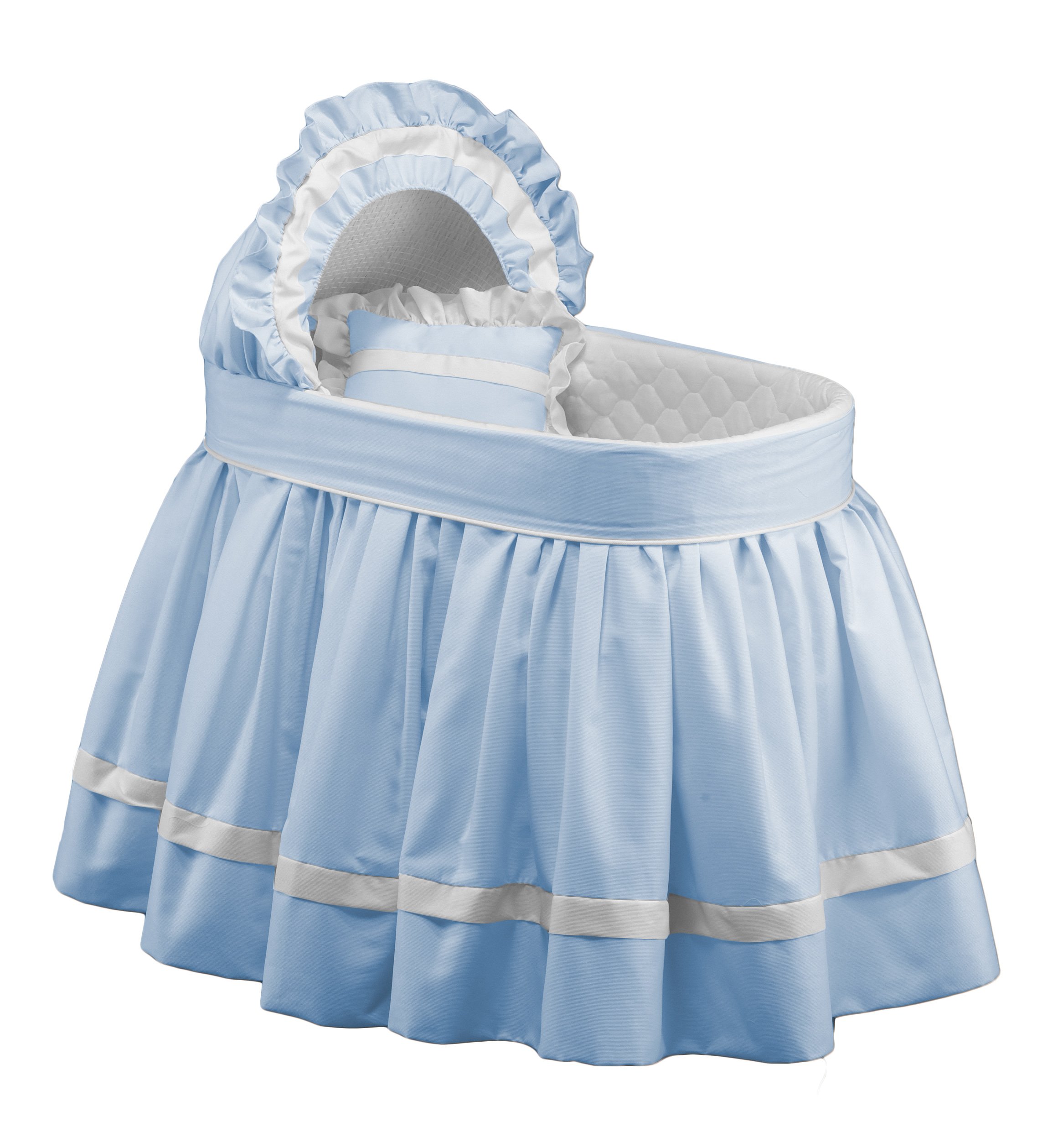 Royal Pique Baby Doll Bassinet Bedding Set - Soft Blue Crib Accessories for Newborns & Toddlers | Perfect for Nursery Decor, Pretend Play & Gift Giving
