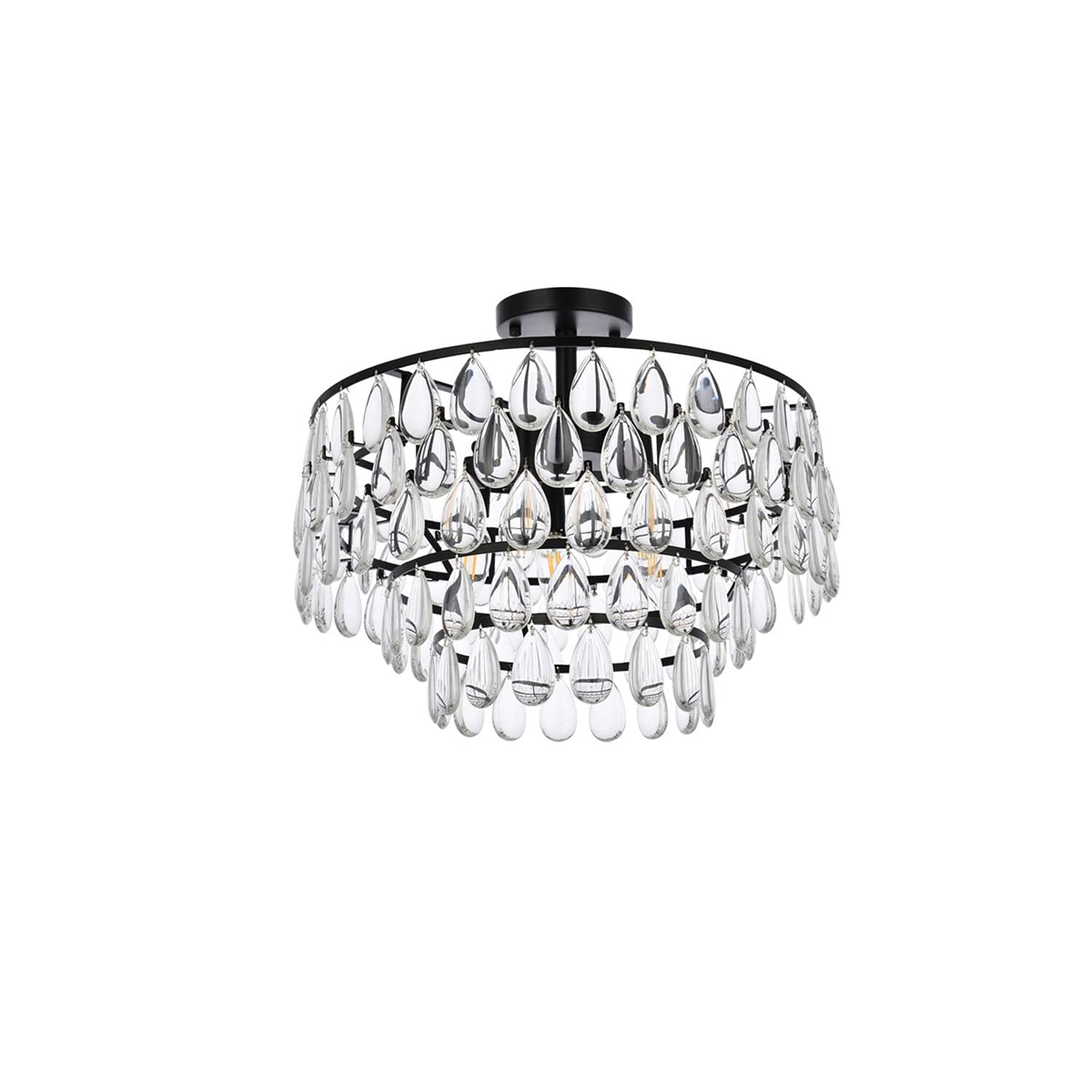 18 Inch Black Flush Mount Ceiling Light - Modern Indoor Home Decor with Bright LED Lighting for Living Room, Bedroom & Kitchen