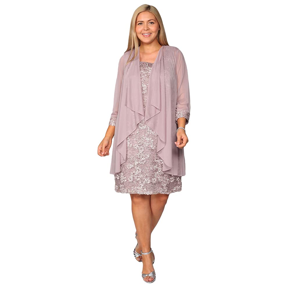 R&M Richards Plus Size Mother of The Bride Short Dress - Elegant Wedding Guest Outfit for Special Occasions & Formal Events