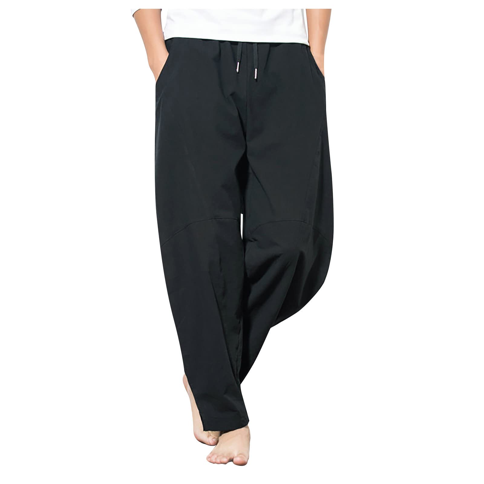 **JJHAEVDY Women's Cotton Linen Lounge Pants - Elastic Waist Casual Jogger Yoga Pants - Loose Fit Lightweight Wide Leg Sweatpants for Home, Work & Travel**